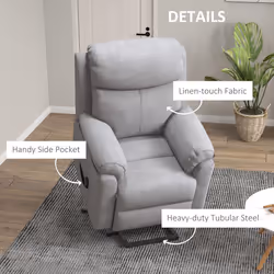 HOMCOM Power Lift Chair Electric Riser with Remote and Massage, Grey - Additional view 4
