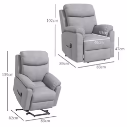 HOMCOM Power Lift Chair Electric Riser with Remote and Massage, Grey - Additional view 5