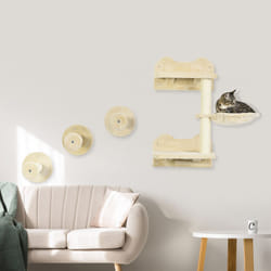 PawHut 4 Piece Cat Shelf, Cat Wall Furniture w/ Hammock, Steps, Platforms