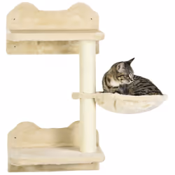 PawHut 4 Piece Cat Shelf, Cat Wall Furniture w/ Hammock, Steps, Platforms - Additional view 6