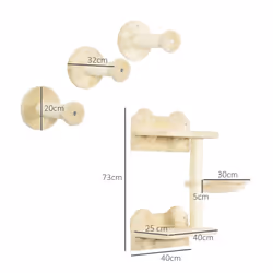 PawHut 4 Piece Cat Shelf, Cat Wall Furniture w/ Hammock, Steps, Platforms - Additional view 7