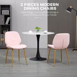 HOMCOM Modern Dining Chairs Set of 2 with Padded Seat and Steel Legs, Pink