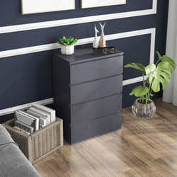 HOMCOM Bedroom Chest of Drawers, High Gloss 4 Drawers Dresser, Grey