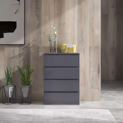 HOMCOM Bedroom Chest of Drawers, High Gloss 4 Drawers Dresser, Grey - Additional view 5