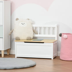 HOMCOM 2 In 1 Wooden Toy Box, Seat Bench Storage Chest w/ Pneumatic Rod