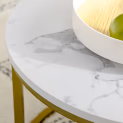 HOMCOM Marble Coffee Table Set of 2, Round Nest of Tables for Living Room - Additional view 6