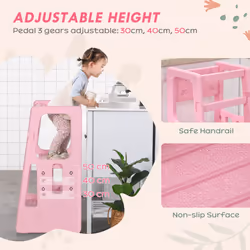 HOMCOM Kids Step Stool, Adjustable Standing Platform, Toddler Kitchen Stool