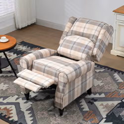 HOMCOM Recliner Chair for Living Room Wingback Chair with Padded Armrest Khaki - Additional view 4