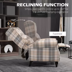 HOMCOM Recliner Chair for Living Room Wingback Chair with Padded Armrest Khaki - Additional view 5