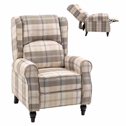 HOMCOM Recliner Chair for Living Room Wingback Chair with Padded Armrest Khaki - Additional view 8