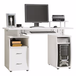 HOMCOM Computer Office Desk Table Workstation w/Keyboard Tray, Drawer, White - Additional view 8