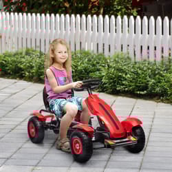 HOMCOM Children Pedal Go Kart w/ Adjustable Seat, Inflatable Tyres - Red