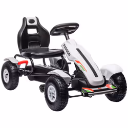 HOMCOM Children Pedal Go Kart w/ Adjustable Seat, Inflatable Tyres - White
