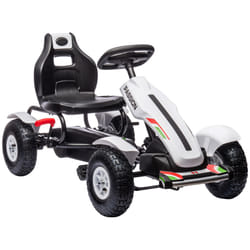 HOMCOM Children Pedal Go Kart w/ Adjustable Seat, Inflatable Tyres - White
