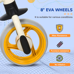 AIYAPLAY Lightweight Baby Balance Bike w/ Adjustable Seat, EVA Wheels - Orange - Additional view 4