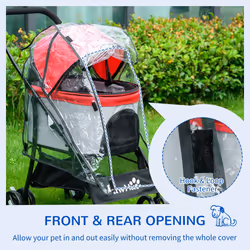 PawHut Rain Cover for Dog Stroller Pram Buggy for S XS Dogs, Cats, W/ Two Entry