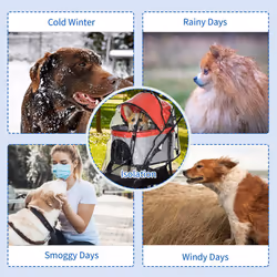 PawHut Rain Cover for Dog Stroller Pram Buggy for S XS Dogs, Cats, W/ Two Entry