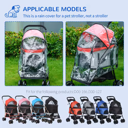 PawHut Rain Cover for Dog Stroller Pram Buggy for S XS Dogs, Cats, W/ Two Entry - Additional view 7