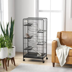 PawHut 6 Levels Small Animal Cage w. Ramps, Bowl, Water Bottle, Tray, Wheels