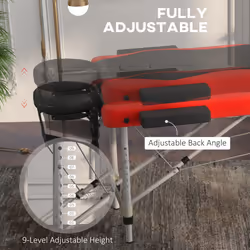 HOMCOM Portable Massage Table Beauty Therapy Couch Bed Spa Aluminum Red
