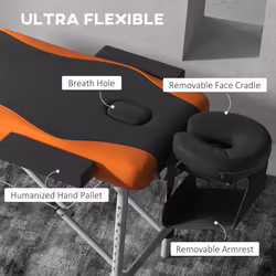 HOMCOM Portable Massage Table Beauty Therapy Couch Bed Spa Aluminum Orange
