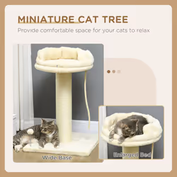 PawHut Cat Tree for Indoor Cats Kitten Tower w/ Sisal Scratching Post - Cream