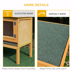 PawHut Wooden Rabbit Hutch Bunny Cage Outdoor Small Animal House w/ Hinged Top