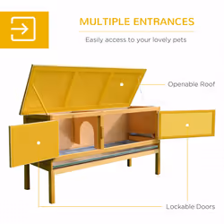 PawHut Wooden Rabbit Hutch Bunny Cage Outdoor Small Animal House w/ Hinged Top - Additional view 4