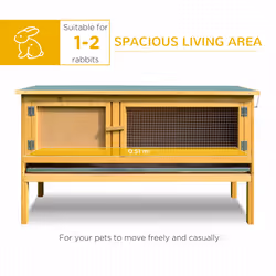PawHut Wooden Rabbit Hutch Bunny Cage Outdoor Small Animal House w/ Hinged Top - Additional view 5