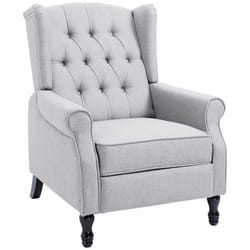 HOMCOM Manual Reclining Armchair Recliner with Retractable Footrest Light Grey