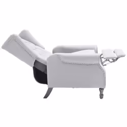 HOMCOM Manual Reclining Armchair Recliner with Retractable Footrest Light Grey - Additional view 7