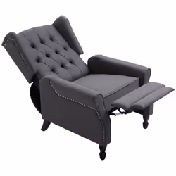 HOMCOM Manual Reclining Armchair Recliner with Retractable Footrest Dark Grey - Additional view 7