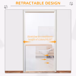 PawHut Retractable Pet Safety Gate, Folding Stair Barrier, Guard Door - White