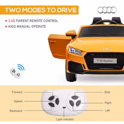 HOMCOM 12V Battery Licensed Audi TT RS Ride-On Car w/ Headlight, Yellow