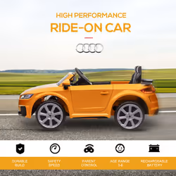 HOMCOM 12V Battery Licensed Audi TT RS Ride-On Car w/ Headlight, Yellow - Additional view 4