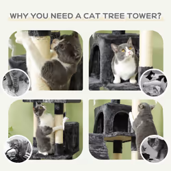 PawHut Cat Tree Scratcher Activity Centre, Scratching Post w/ Cat House, Bed - Additional view 6