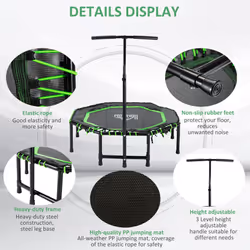 HOMCOM Foldable Trampoline w/ Adjust Handle, Max Load 100 KG - Green