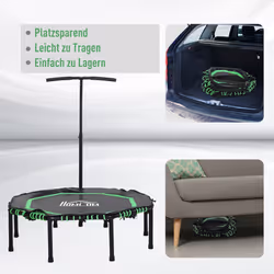 HOMCOM Foldable Trampoline w/ Adjust Handle, Max Load 100 KG - Green - Additional view 4