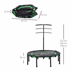 HOMCOM Foldable Trampoline w/ Adjust Handle, Max Load 100 KG - Green - Additional view 7