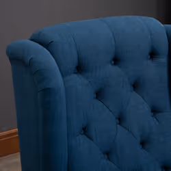 HOMCOM Accent Armchair Home Furniture Retro Tufted Club Wood Fabric Blue - Additional view 6