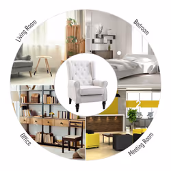 HOMCOM Accent Armchair Home Furniture Retro Tufted Club Wood Fabric Cream White