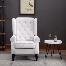 HOMCOM Accent Armchair Home Furniture Retro Tufted Club Wood Fabric Cream White - Additional view 6