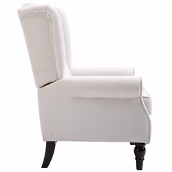 HOMCOM Accent Armchair Home Furniture Retro Tufted Club Wood Fabric Cream White - Additional view 7