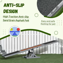 PawHut Wooden Pet Seesaw for Big Dogs with Anti-Slip Surface, Grey
