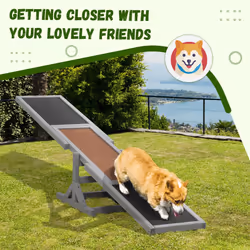 PawHut Wooden Pet Seesaw for Big Dogs with Anti-Slip Surface, Grey - Additional view 4