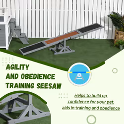PawHut Wooden Pet Seesaw for Big Dogs with Anti-Slip Surface, Grey - Additional view 5