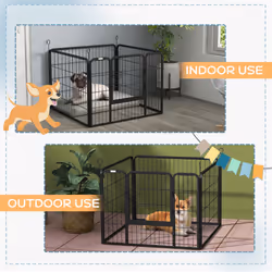 Pawhut Metal Pet Playpen Dog Kennel w/Door Latches In/Outdoor Use 82Lx82Wx60Hcm - Additional view 4