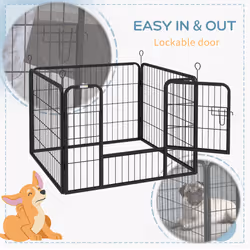Pawhut Metal Pet Playpen Dog Kennel w/Door Latches In/Outdoor Use 82Lx82Wx60Hcm - Additional view 5
