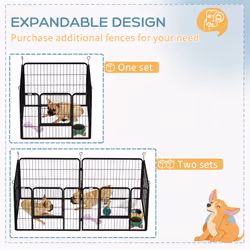 Pawhut Metal Pet Playpen Dog Kennel w/Door Latches In/Outdoor Use 82Lx82Wx60Hcm - Additional view 8