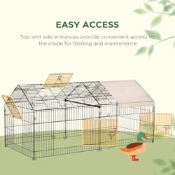 PawHut Rabbit Run Guinea Pig Cage with Cover, Beige